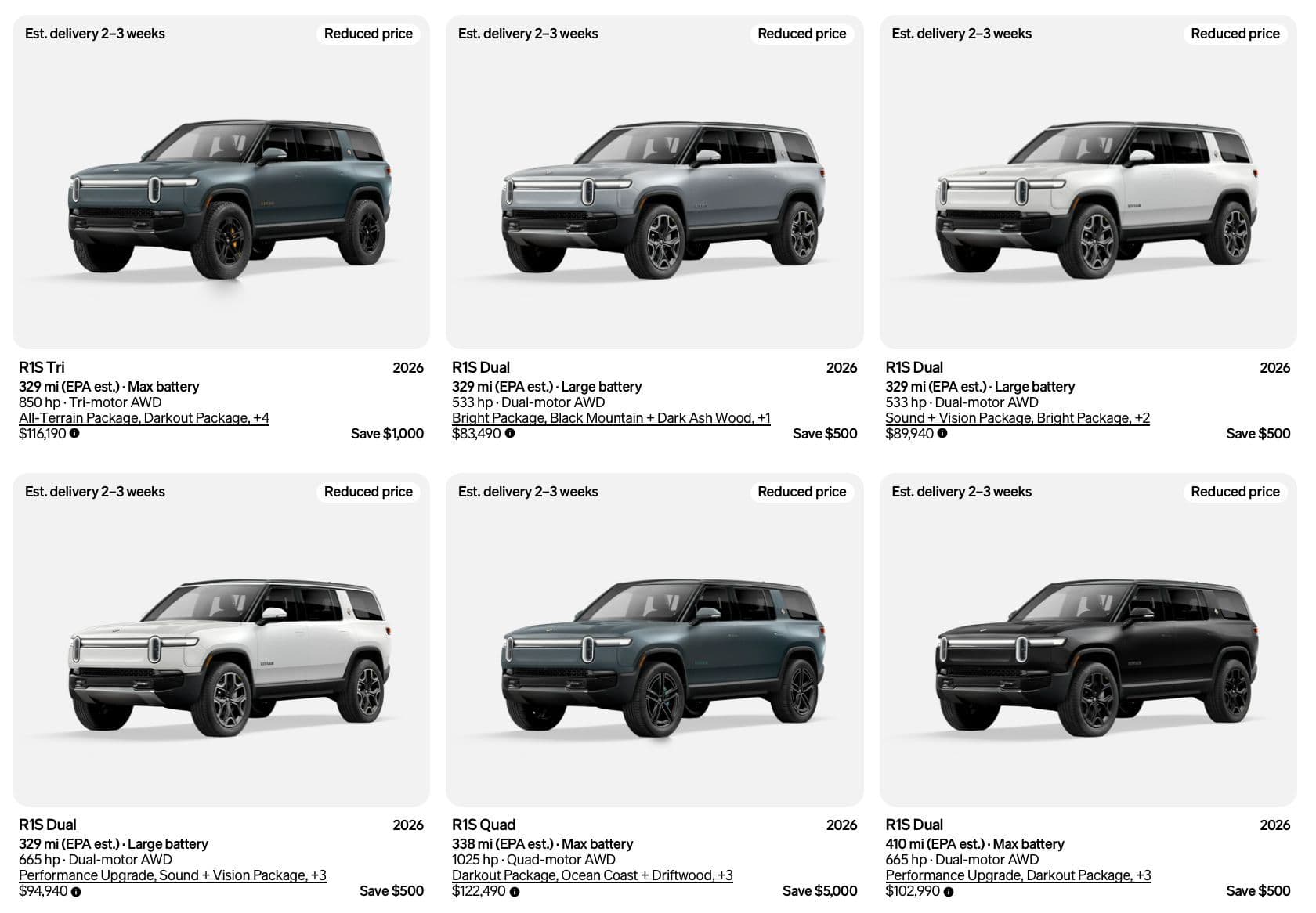 Rivian senkt Preise für R1T und R1S, Lagerfahrzeuge 2026 im Abverkauf vor Modelljahr 2027